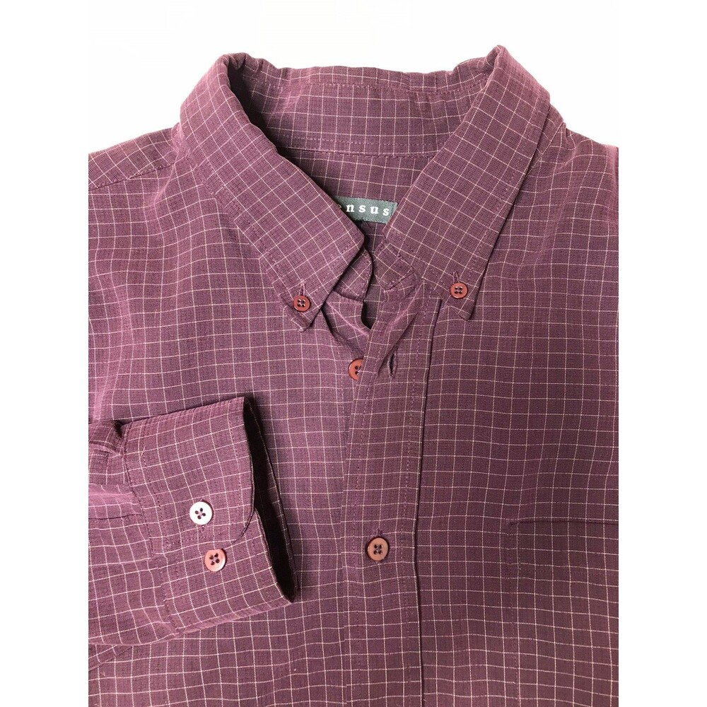 Mens CONSENSUS Wine Red Colored Button Long Sleeve Button Shirt 2XL EUC